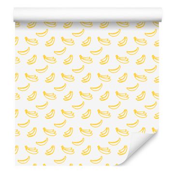 Tapeta z motivom banan in bele barve za dnevno sobo in spalnico 50x1000 cm