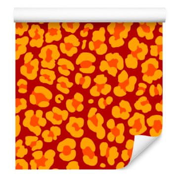 Oranžna tapeta z živalsko kožo in zlatim vzorcem za dnevno sobo in spalnico 50x1000 cm