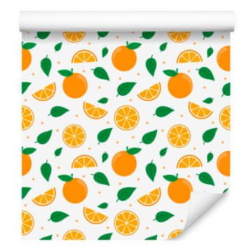 Oranžna, bela, zlata in krem tapeta za dnevno sobo in spalnico 50x1000 cm