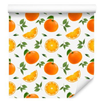 Oranžna, bela in zlata tapeta za dnevno sobo in spalnico 50x1000 cm