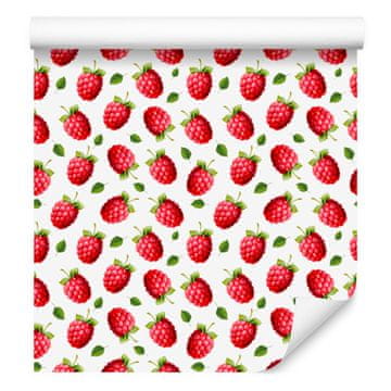 Malinova tapeta v beli, koralni in rdeči barvi za dnevno sobo in spalnico 50x1000 cm