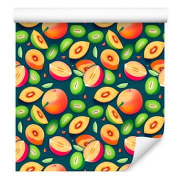 Tapeta Poletno sadje Turkizno-zelena za dnevno sobo in spalnico 50x1000 cm
