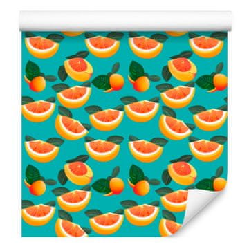 Tapeta Poletno sadje Turkizna in Morska za dnevno sobo in spalnico 50x1000 cm