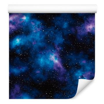 Akvarelna tapeta Galaxy v mornarsko modri, črni in vijolični barvi 50x1000 cm