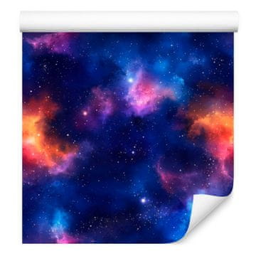 Temno modra tapeta Akvarelna galaksija, drobni detajli 50x1000 cm