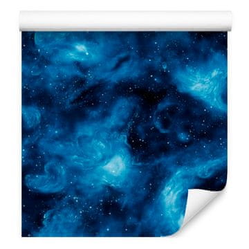 Modra akvarelna tapeta z galaksijo, mehke oblike 50x1000 cm