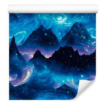 Modra akvarelna tapeta z galaksijo, harmonična aranžma 50x1000 cm