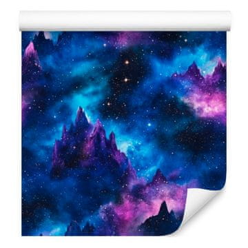 Modra akvarelna tapeta z galaksijo, drobni detajli 50x1000 cm