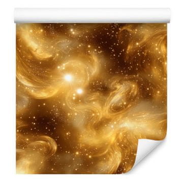 Tapeta z akvarelno galaksijo, zlata, oker in rjasta, 50x1000 cm