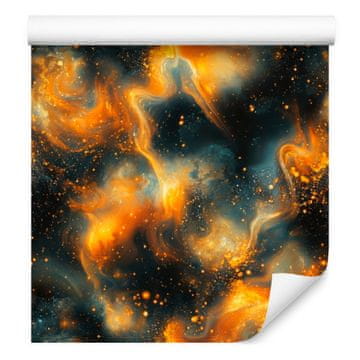 Fototapeta Watercolor Galaxy v zlati in okri barvi za dnevno sobo in spalnico 50x1000 cm
