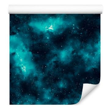 Fototapeta Watercolor Galaxy v turkizni, mornarsko modri, metini in morsko modri barvi 50x1000 cm