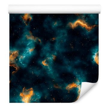 Fototapeta Watercolor Galaxy turkizna, mornarsko modra in črna 50x1000 cm