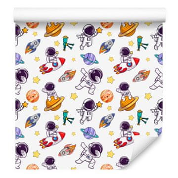 Tapeta Cosmos v beli, svetlo sivi in krem barvi za dnevno sobo in spalnico 50x1000 cm