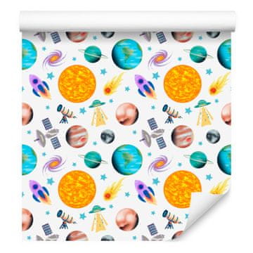 Tapeta Cosmos belo-zlata za dnevno sobo in spalnico 50x1000 cm