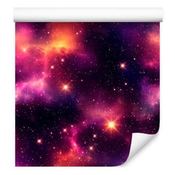 Akvarelna tapeta Galaxy v slivovo-vijolični barvi za dnevno sobo in spalnico 50x1000