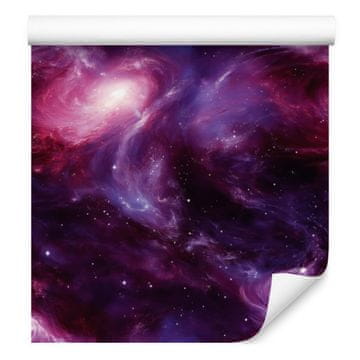 Tapeta z akvarelno slivovo in vijolično galaksijo, vijolično ozadje 50x1000 cm