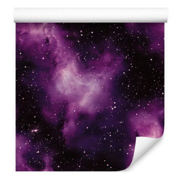 Tapeta Watercolor Galaxy v slivovo-črni barvi za dnevno sobo in spalnico 50x1000