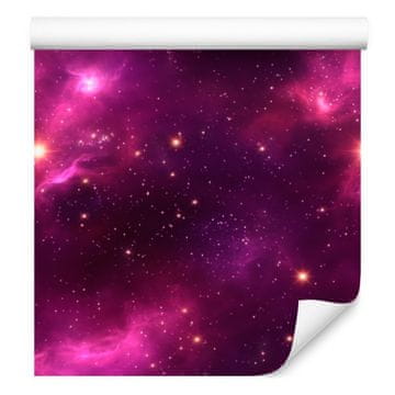 Tapeta Watercolor Galaxy v slivovi in bordo barvi za dnevno sobo in spalnico 50x1000