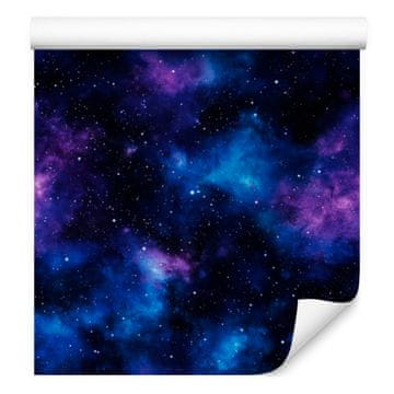 Tapeta z akvarelnim motivom galaksije, subtilni detajli, temno modra 50x1000 cm