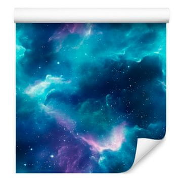 Akvarelna tapeta Galaxy modra in turkizna, modro ozadje 50x1000 cm