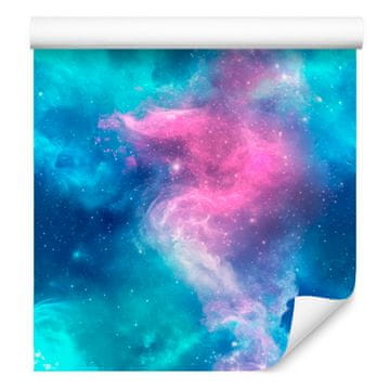 Akvarelna tapeta Galaxy v modri in turkizni barvi za dnevno sobo in spalnico 50x1000