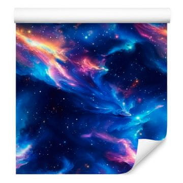Akvarelna tapeta z galaksijo, modra in temno modra, vijolično ozadje, 50x1000 cm