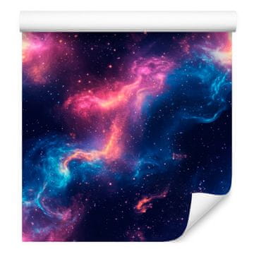Tapeta z akvarelno galaksijo, zgoraj vijolična, spodaj temno modra, 50x1000 cm