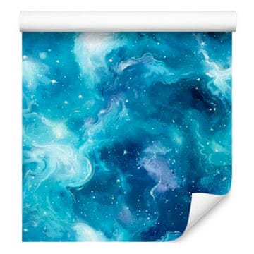 Akvarelna tapeta Galaxy modra, turkizna in celadon 50x1000 cm