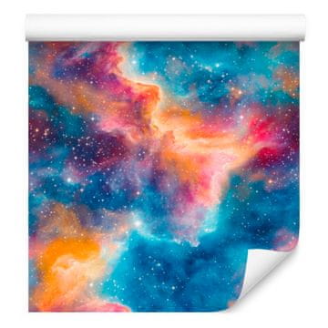 Akvarelna tapeta Galaxy modra, turkizna in vijolična 50x1000 cm