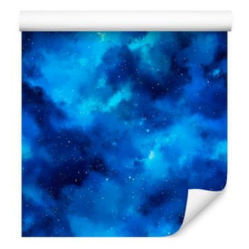 Akvarelna tapeta Galaxy modra, azurno modra in mornarsko modra 50x1000 cm