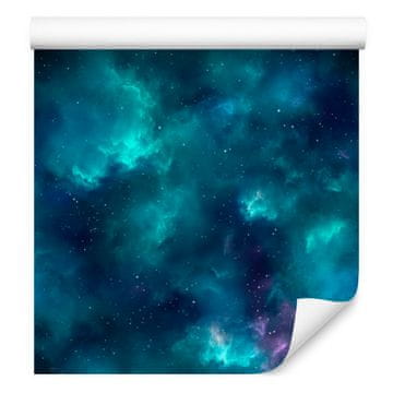 Akvarelna tapeta Galaxy turkizna in mornarsko modra, mornarsko modro ozadje 50x1000 cm