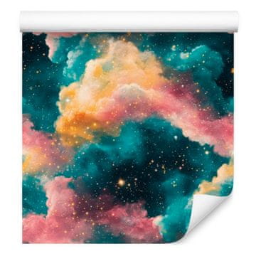 Akvarelna tapeta Galaxy turkizna in rdeča 50x1000 cm