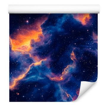 Akvarelna tapeta z galaksijo, indigo ozadje, mornarsko modra sredina, 50x1000 cm