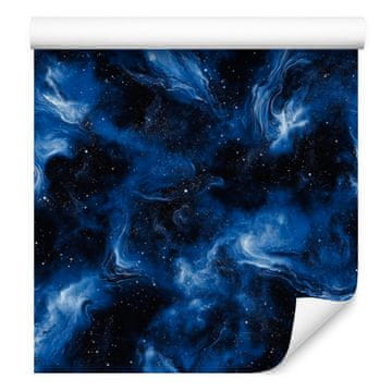 Akvarelna tapeta z galaksijo, temno modro ozadje, temno modra sredina, 50x1000 cm