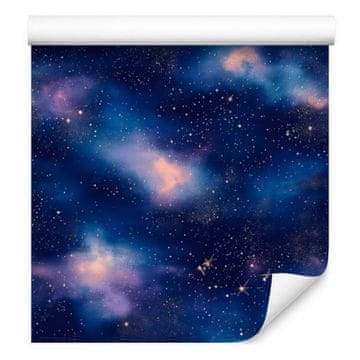 Akvarelna tapeta z galaksijo, temno modro ozadje, modra sredina, 50x1000 cm