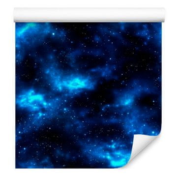 Akvarelna tapeta z galaksijo, modro ozadje, temno modra sredina, 50x1000 cm