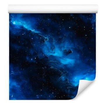 Akvarelna tapeta z galaksijo, modro ozadje, modra sredina, 50x1000 cm