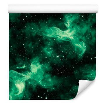 Akvarelna tapeta Galaxy morsko zelena in črna 50x1000 cm