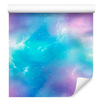 Akvarelna tapeta Galaxy v azurni, modri, celadon in turkizni barvi 50x1000 cm