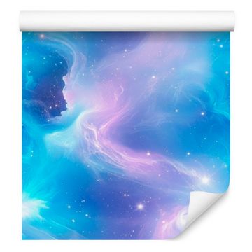 Akvarelna tapeta Galaxy azurno modra, sivkasta in turkizna 50x1000 cm