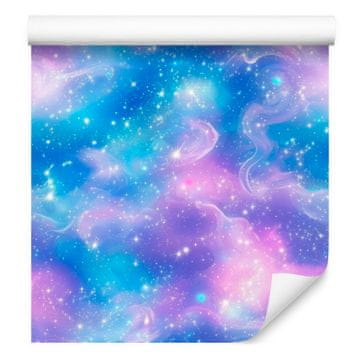 Akvarelna tapeta Galaxy azurno modra in sivka 50x1000 cm