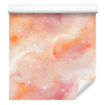 Tapeta z akvarelno galaksijo, kremna in breskev, 50x1000 cm