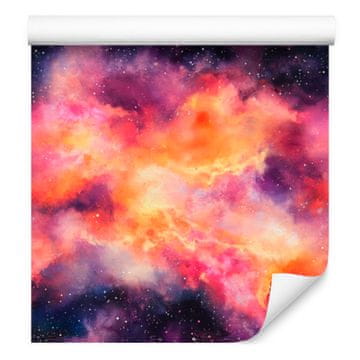 Akvarelna tapeta Galaxy koralna, breskev in vijolična 50x1000 cm