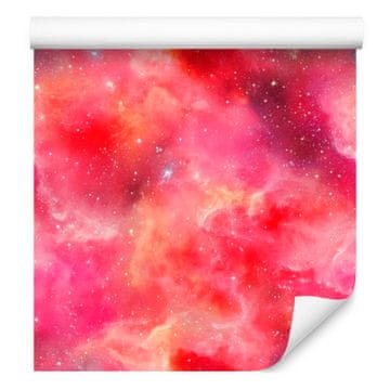 Fototapeta Watercolor Galaxy v koralni in roza barvi za dnevno sobo in spalnico 50x1000 cm