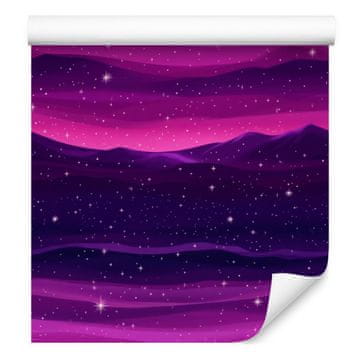 Akvarelna tapeta z indigo galaksijo, vijolično ozadje 50x1000 cm