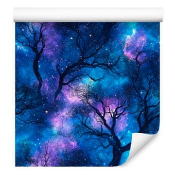 Akvarelna tapeta Galaxy modra, mornarsko modra, azurno modra in vijolična 50x1000 cm