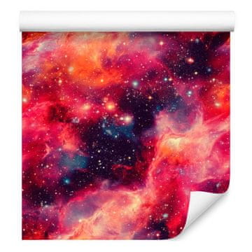 Tapeta z akvarelno galaksijo v roza in vijolični barvi za dnevno sobo in spalnico 50x1000 cm