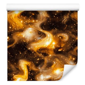 Tapeta z akvarelno galaksijo, rjasta, zlata in oker 50x1000 cm