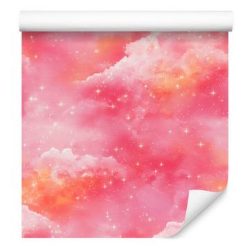 Tapeta Watercolor Galaxy v pudrasto roza barvi za dnevno sobo in spalnico 50x1000 cm