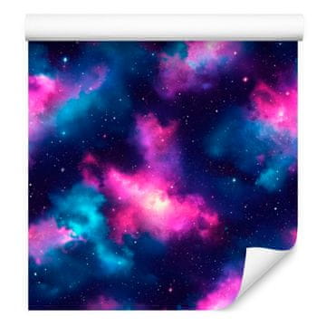 Tapeta z akvarelno galaksijo, mornarsko modra, vijolična sredina, 50x1000 cm